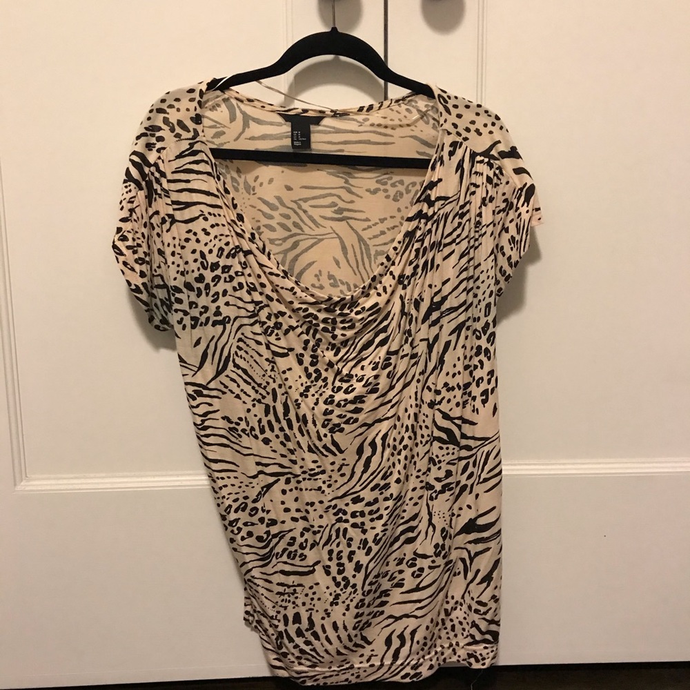 Cream and black scoop neck top